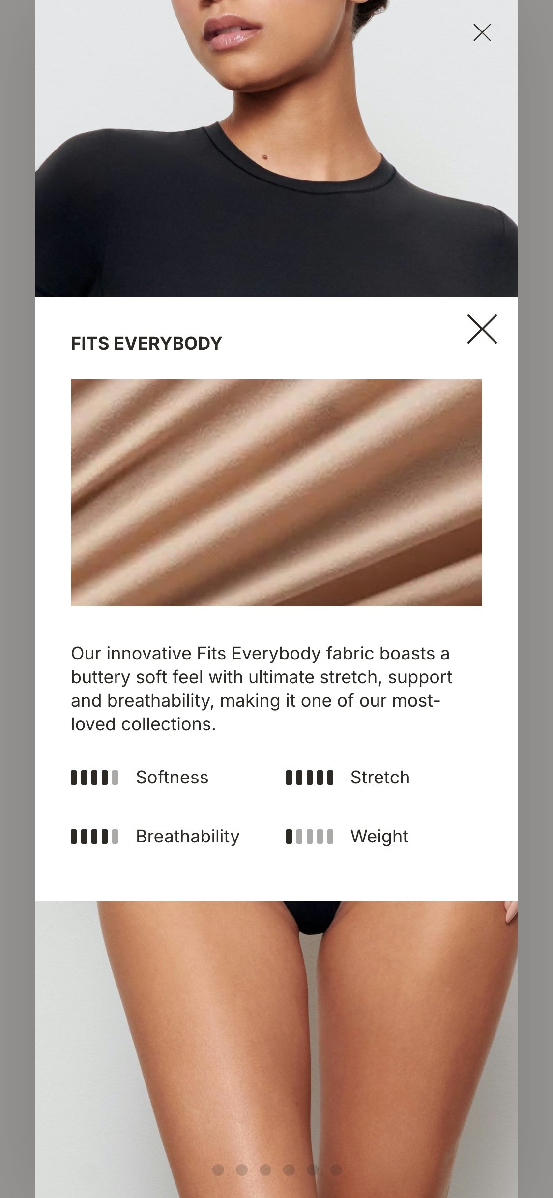 Skims — Mobile PDP ('Going Fast!' scarcity indicator displayed near the size selector to create purchase urgency)